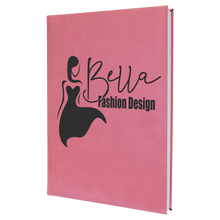 Load image into Gallery viewer, Pink 7" x 9 3/4" Laserable Leatherette Sketch Book with Unlined Notepad
