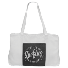 Load image into Gallery viewer, White Bag with 5" Black/Silver 19" x 12" Laserable Leatherette Gusset
