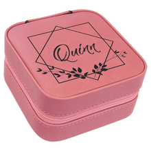 Load image into Gallery viewer, Pink Laserable Leatherette Travel Jewelry Box with Black 4" X 4" Lining
