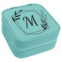 Load image into Gallery viewer, Teal Laserable Leatherette Travel Jewelry Box with Black 4" X 4" Lining
