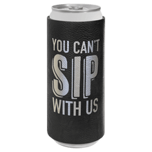Load image into Gallery viewer, Black/Silver Laserable Leatherette Slim Beverage Holder

