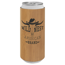 Load image into Gallery viewer, Bamboo Laserable Leatherette Slim Beverage Holder
