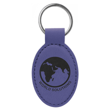 Load image into Gallery viewer, Purple 3" x 1 3/4" Laserable Leatherette Oval Keychain
