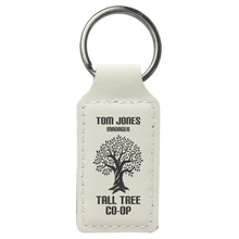 Load image into Gallery viewer, White 2 3/4" x 1 1/4" Laserable Leatherette Rectangle Keychain
