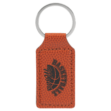 Load image into Gallery viewer, Basketball 2 3/4" x 1 1/4" Laserable Leatherette Rectangle Keychain
