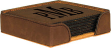 Load image into Gallery viewer, Dark Brown 4" x 4" Square Laserable Leatherette 6-Coaster Set
