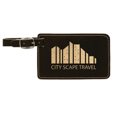 Load image into Gallery viewer, Black/Gold 4 1/4" x 2 3/4" Laserable Leatherette Luggage Tag
