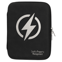 Load image into Gallery viewer, Black/Silver 8 1/2" x 6" x 1 3/4" Leatherette Cord Case
