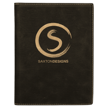 Load image into Gallery viewer, Black/Gold 7" x 9" Laserable Leatherette Small Portfolio with Notepad
