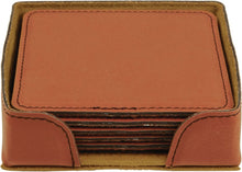 Load image into Gallery viewer, Rawhide 4" x 4" Square Laserable Leatherette 6-Coaster Set
