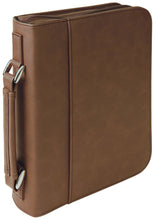Load image into Gallery viewer, Dark Brown 7 1/2" x 10 3/4" Leatherette Book/Bible Cover with Handle &amp; Zipper
