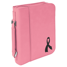 Load image into Gallery viewer, Pink 7 1/2" x 10 3/4" Leatherette Book/Bible Cover with Handle &amp; Zipper
