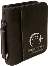 Load image into Gallery viewer, Black/Silver 7 1/2" x 10 3/4" Leatherette Book/Bible Cover with Handle &amp; Zipper
