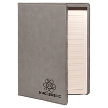 Load image into Gallery viewer, Gray 9 1/2" x 12" Laserable Leatherette Portfolio with Notepad
