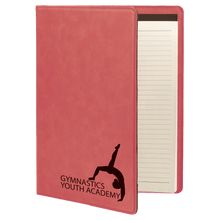 Load image into Gallery viewer, Pink 9 1/2" x 12" Laserable Leatherette Portfolio with Notepad
