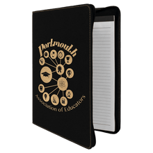 Load image into Gallery viewer, Black/Gold 9 1/2" x 12" w/ Zipper Laserable Leatherette Portfolio with Notepad
