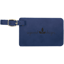 Load image into Gallery viewer, Blue/Black 4 1/4" x 2 3/4" Laserable Leatherette Luggage Tag
