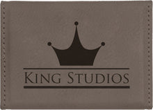 Load image into Gallery viewer, Gray 3 3/4" x 2 3/4" Laserable Leatherette Hard Business Card Holder
