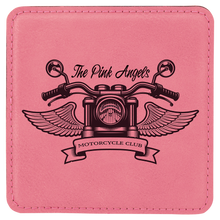 Load image into Gallery viewer, Pink 4" x 4" Square Laserable Leatherette 6-Coaster Set
