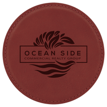 Load image into Gallery viewer, 4" 4" Round Laserable Leatherette 6-Coaster Set
