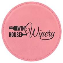 Load image into Gallery viewer, Pink 4" Round Laserable Leatherette 6-Coaster Set

