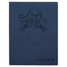 Load image into Gallery viewer, Blue/Black 7" x 9" Laserable Leatherette Small Portfolio with Notepad
