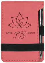 Load image into Gallery viewer, Pink 3 1/4" x 4 3/4" Laserable Leatherette Mini Notepad with Pen
