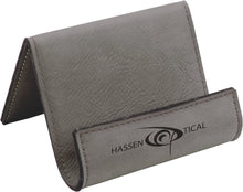 Load image into Gallery viewer, Gray 3 1/2" x 2 1/2" Laserable Leatherette Holder Easel

