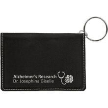 Load image into Gallery viewer, Black/Silver 4 1/4" x 3" Laserable Leatherette Keychain ID Holder
