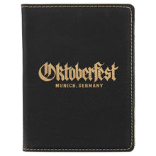 Load image into Gallery viewer, Black/Gold 4 1/4" x 5 1/2" Laserable Leatherette Passport Holder
