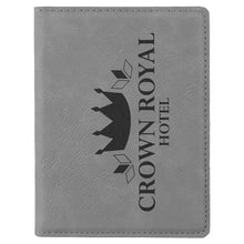 Load image into Gallery viewer, Gray 4 1/4" x 5 1/2" Laserable Leatherette Passport Holder
