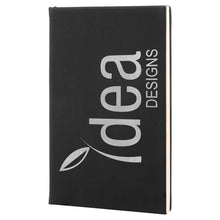 Load image into Gallery viewer, Black/Silver 5 1/4" x 8 1/4" Laserable Leatherette Journal with Lined Notepad
