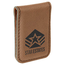 Load image into Gallery viewer, Dark Brown 1 3/4" x 2 1/2" Laserable Leatherette Money Clip
