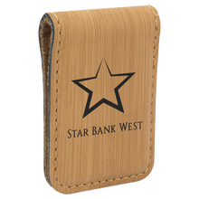 Load image into Gallery viewer, Bamboo 1 3/4" x 2 1/2" Laserable Leatherette Money Clip
