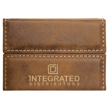 Load image into Gallery viewer, Rustic/Gold 3 3/4" x 2 3/4" Laserable Leatherette Hard Business Card Holder

