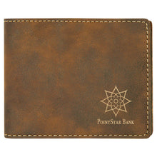 Load image into Gallery viewer, Rustic/Gold 4 1/2" x 3 1/2" Laserable Leatherette Bifold Wallet
