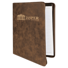 Load image into Gallery viewer, Rustic/Gold 9 1/2" x 12" w/ Zipper Laserable Leatherette Portfolio with Notepad
