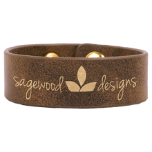 Load image into Gallery viewer, Rustic/Gold 9 1/2" x 1" Laserable Leatherette Cuff Bracelet
