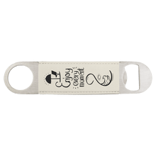 Load image into Gallery viewer, White/Black 1 1/2" x 7" Laserable Leatherette Bottle Opener

