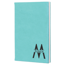 Load image into Gallery viewer, Teal 5 1/4" x 8 1/4" Laserable Leatherette Journal with Lined Notepad
