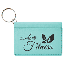 Load image into Gallery viewer, Teal 4 1/4" x 3" Laserable Leatherette Keychain ID Holder
