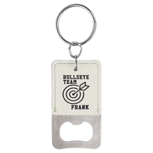 Load image into Gallery viewer, White Rectangle Laserable Leatherette Bottle Opener Keychain
