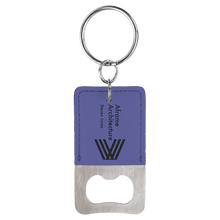 Load image into Gallery viewer, Purple Rectangle Laserable Leatherette Bottle Opener Keychain
