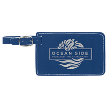 Load image into Gallery viewer, Blue/Silver 4 1/4" x 2 3/4" Laserable Leatherette Luggage Tag
