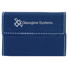Load image into Gallery viewer, Blue/Silver 3 3/4" x 2 3/4" Laserable Leatherette Hard Business Card Holder
