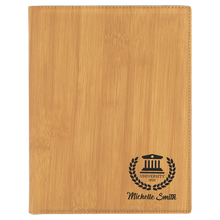 Load image into Gallery viewer, Bamboo 7" x 9" Laserable Leatherette Small Portfolio with Notepad
