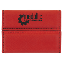 Load image into Gallery viewer, Red 3 3/4" x 2 3/4" Laserable Leatherette Hard Business Card Holder
