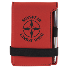 Load image into Gallery viewer, Red 3 1/4" x 4 3/4" Laserable Leatherette Mini Notepad with Pen
