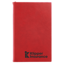 Load image into Gallery viewer, Red 5 1/4" x 8 1/4" Laserable Leatherette Journal with Lined Notepad
