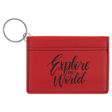 Load image into Gallery viewer, Red 4 1/4" x 3" Laserable Leatherette Keychain ID Holder
